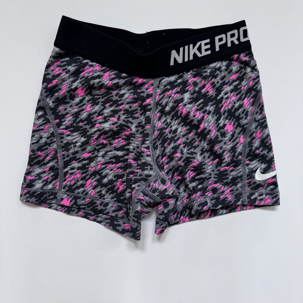 nike pro girl size small shorts spandex YOUTH black gray pink